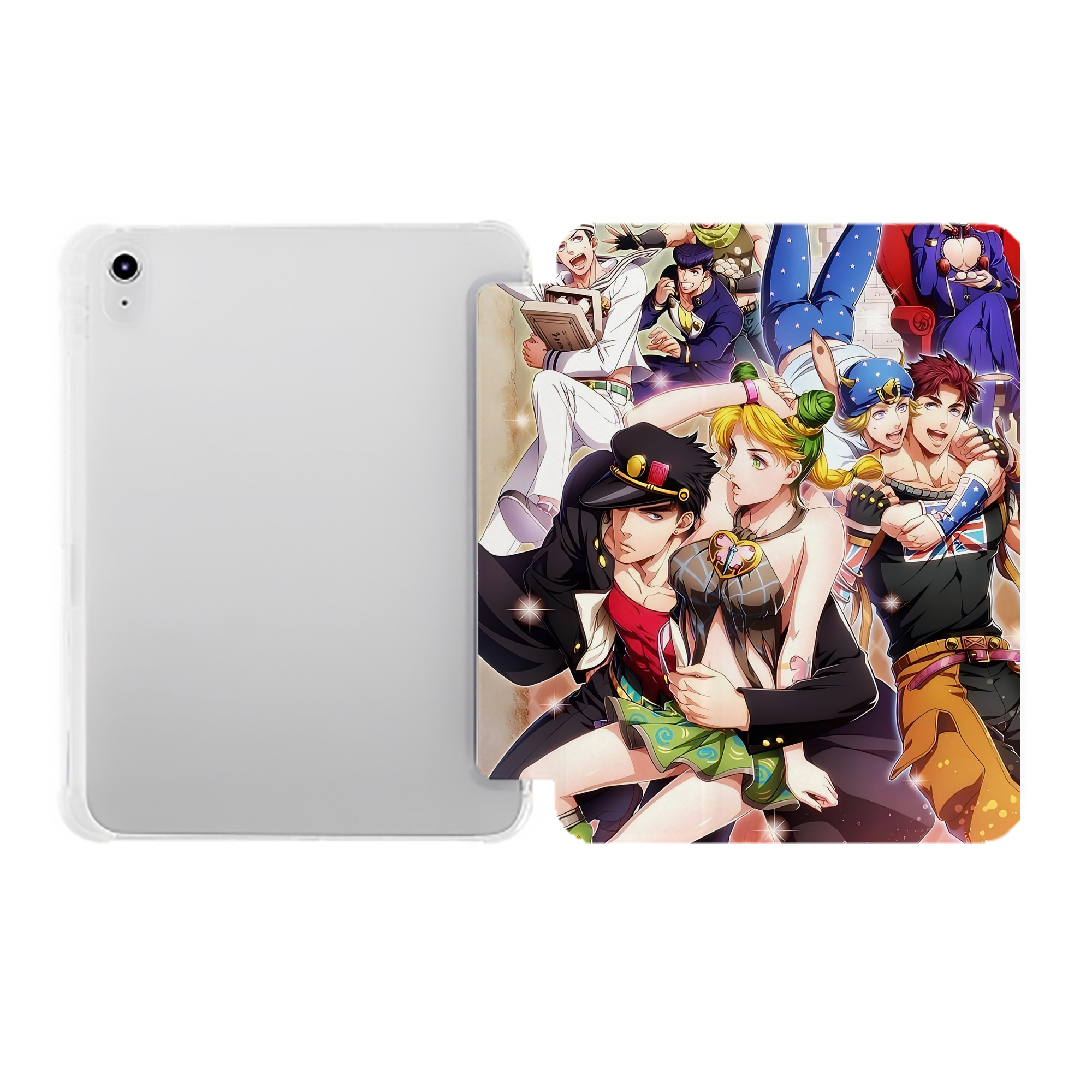 （画像用） ジョジョの奇妙な冒険 JoJo's Bizarre Adventure IPad ケース ペン収納付き 三つ折りスタンド PUレザー×シリコン 対応機種9.5/10.5/10.9インチ